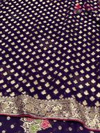 close up view of purple soft georgette meenakari zari saree