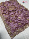 Purple Synthetic Hand Embellishment Saree for Bridal | Buy Today