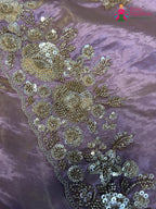 Purple Synthetic Hand Embellishment Saree for Bridal | Curated Pick