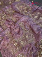 Purple Synthetic Hand Embellishment Saree for Bridal | Curated Pick