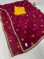 complete look of rani chiffon hand embellishment saree