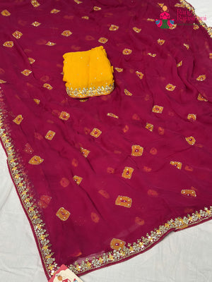 Rani Pure Chiffon Hand Embellishment Saree for Bridal | Bridal Wear