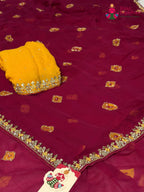 Rani Chiffon Hand Embellishment Saree for Bridal | Bridal Wear