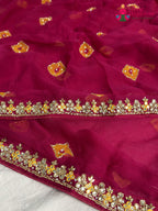 Rani Chiffon Hand Embellishment Saree for Bridal | Bridal Wear