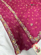 complete look of rani chiffon hand embellishment saree