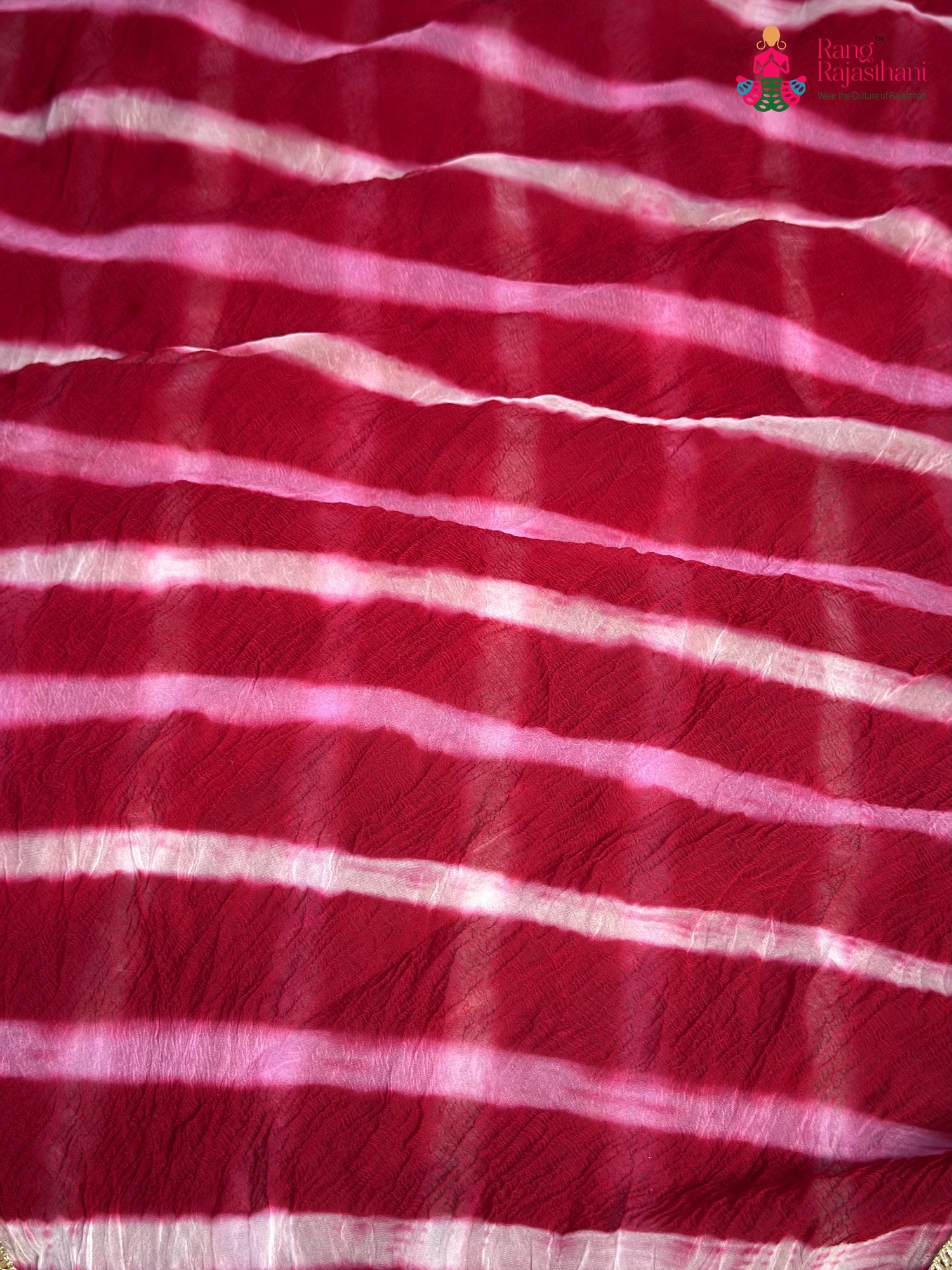 border detail of rani chiffon leheriya saree