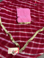 design pattern of rani chiffon leheriya saree