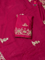 Rani Chiffon Zari Embroidery Saree for Mehendi Ceremony | Style Edit