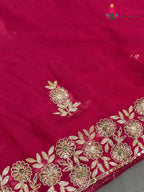 Rani Chiffon Zari Embroidery Saree for Mehendi Ceremony | Style Edit