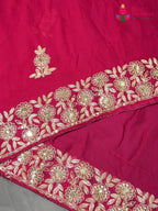 Rani Chiffon Zari Embroidery Saree for Mehendi Ceremony | Style Edit