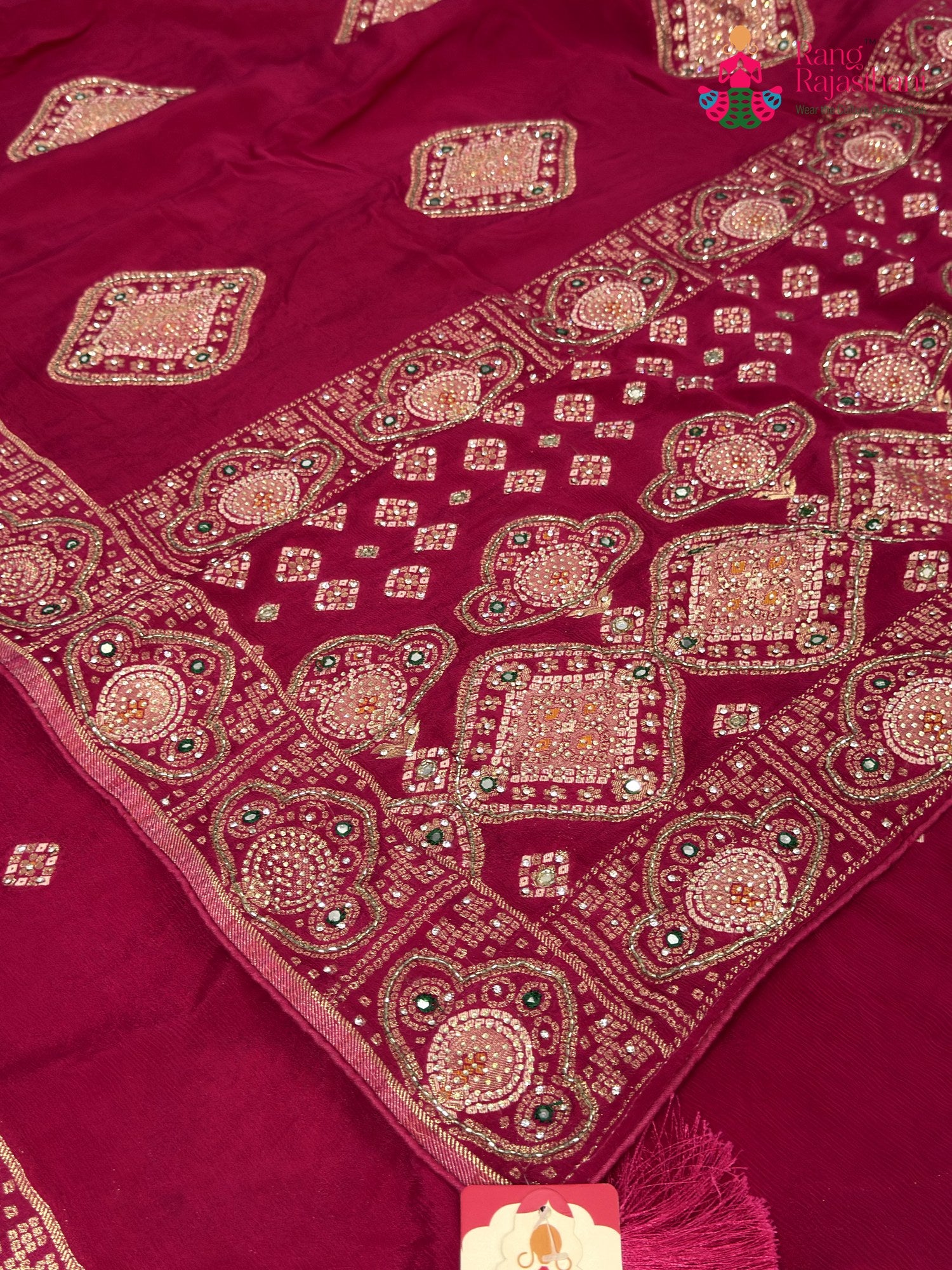 Rani Chinnon Hand Embellishment Saree for Wedding Reception | Statement Pick