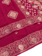 design pattern of rani chinnon hand embellishment saree
