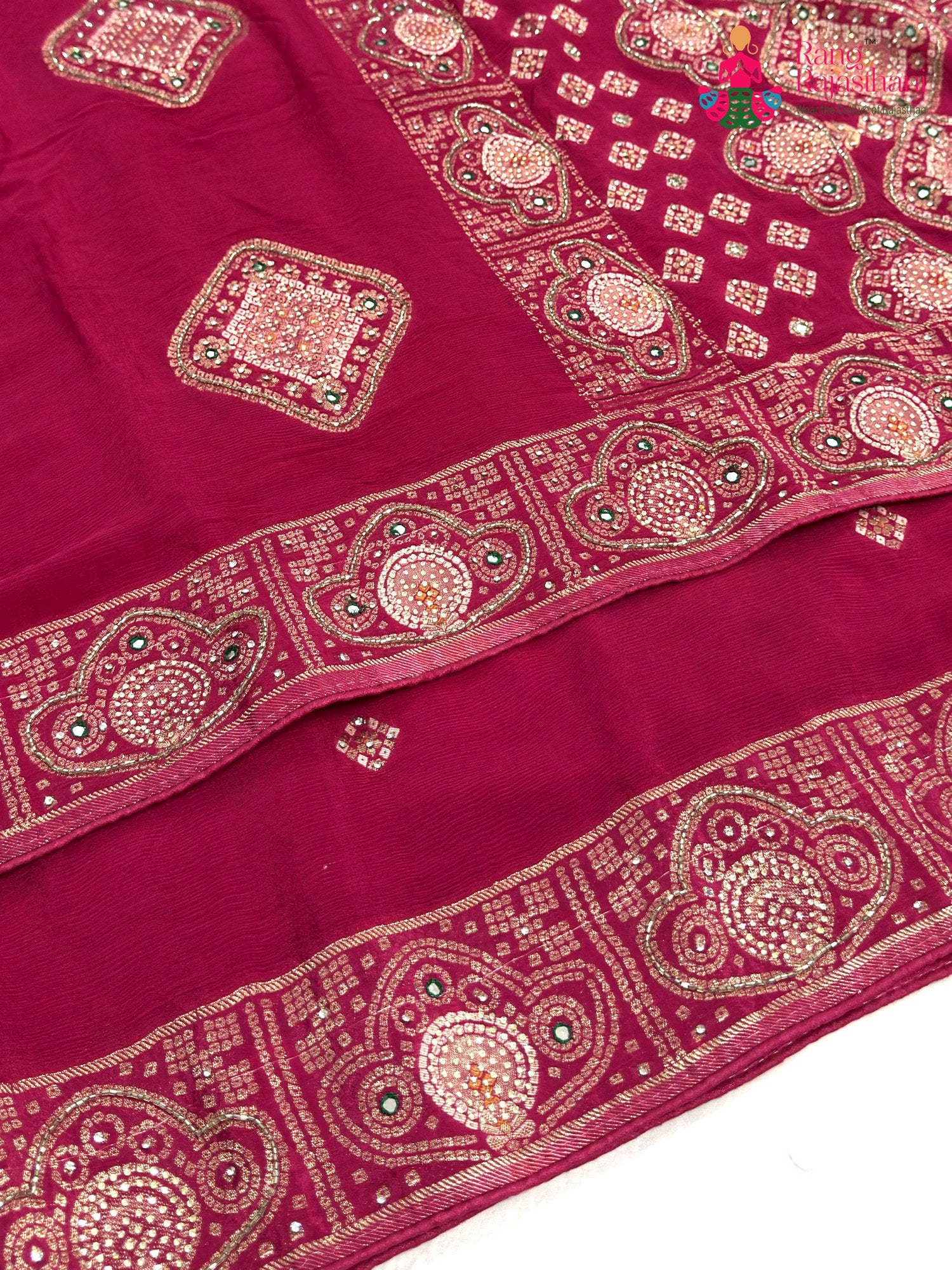 Rani Chinnon Hand Embellishment Saree for Wedding Reception | Statement Pick