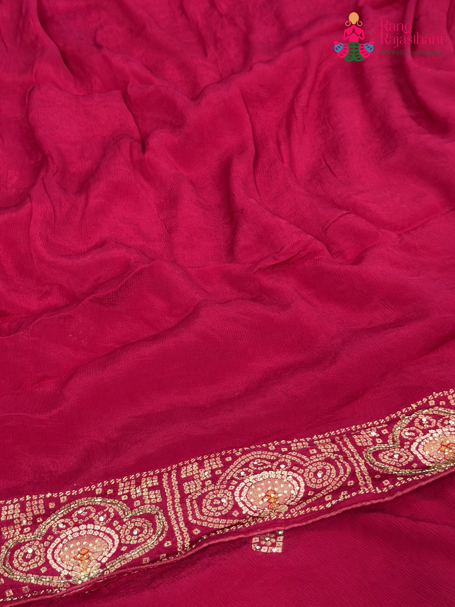 Rani Chinnon Hand Embellishment Saree for Wedding Reception | Statement Pick