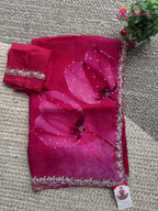 Rani Chinnon Hand Embellishment Saree for Bridal | Premium Edit