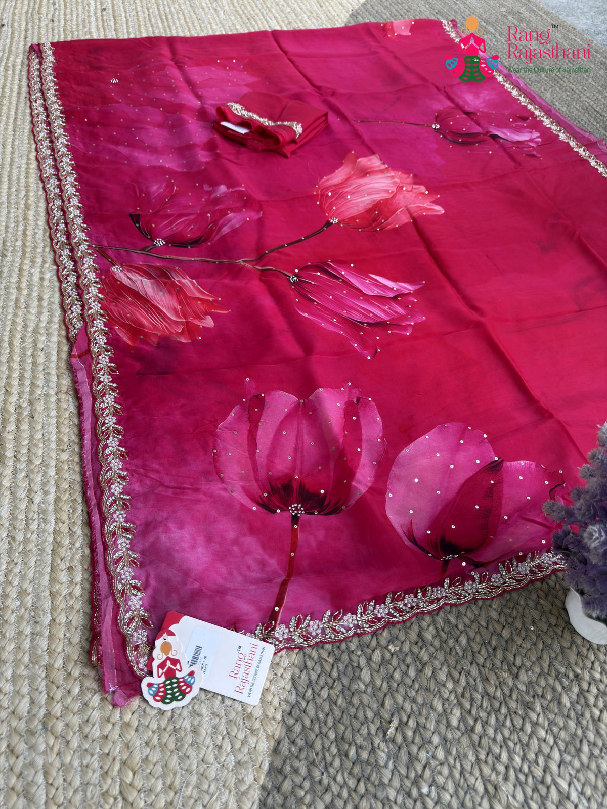 Rani Chinnon Hand Embellishment Saree for Bridal | Premium Edit