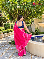 Rani Chinnon Hand Embellishment Saree for Bridal | Premium Edit