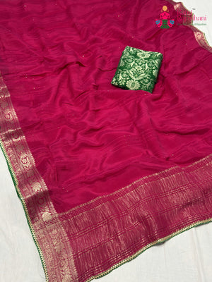 Rani Chinnon Plain Saree for Karwa Chauth | Top Choice