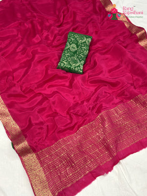 Rani Chinnon Plain Saree for Raksha Bandhan | Refined Pick