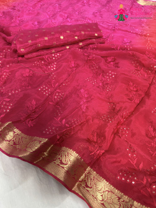 Rani Chinnon Resham Embroidery Saree for Bridal | Trending Pick main-image