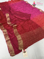 complete look of rani chinnon resham embroidery saree