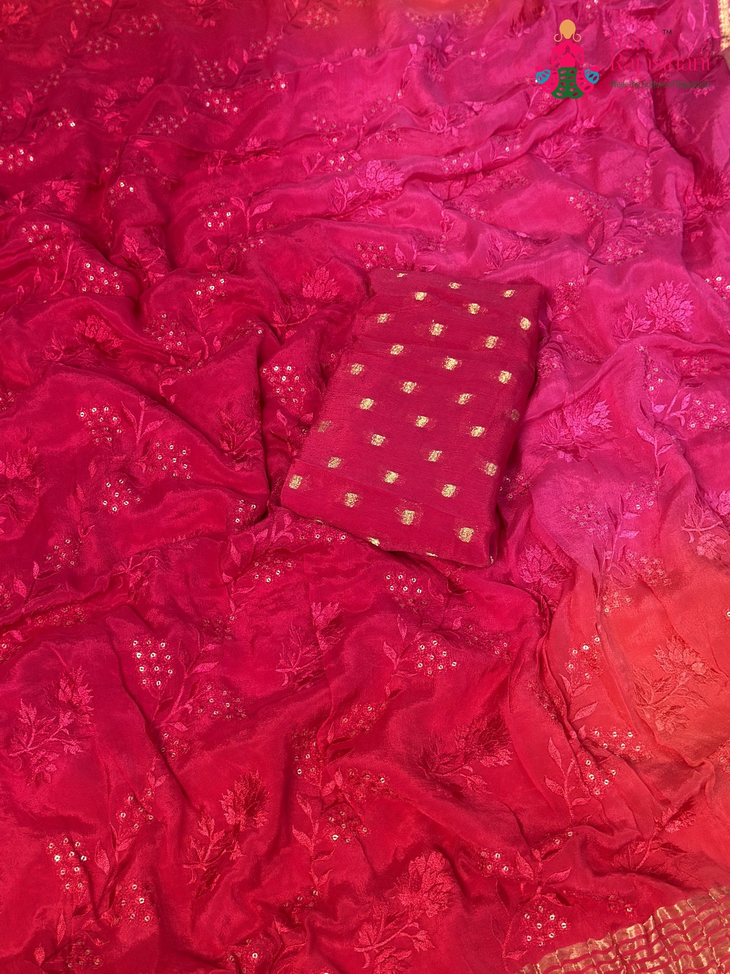 Rani Chinnon Resham Embroidery Saree for Bridal | Buy Today