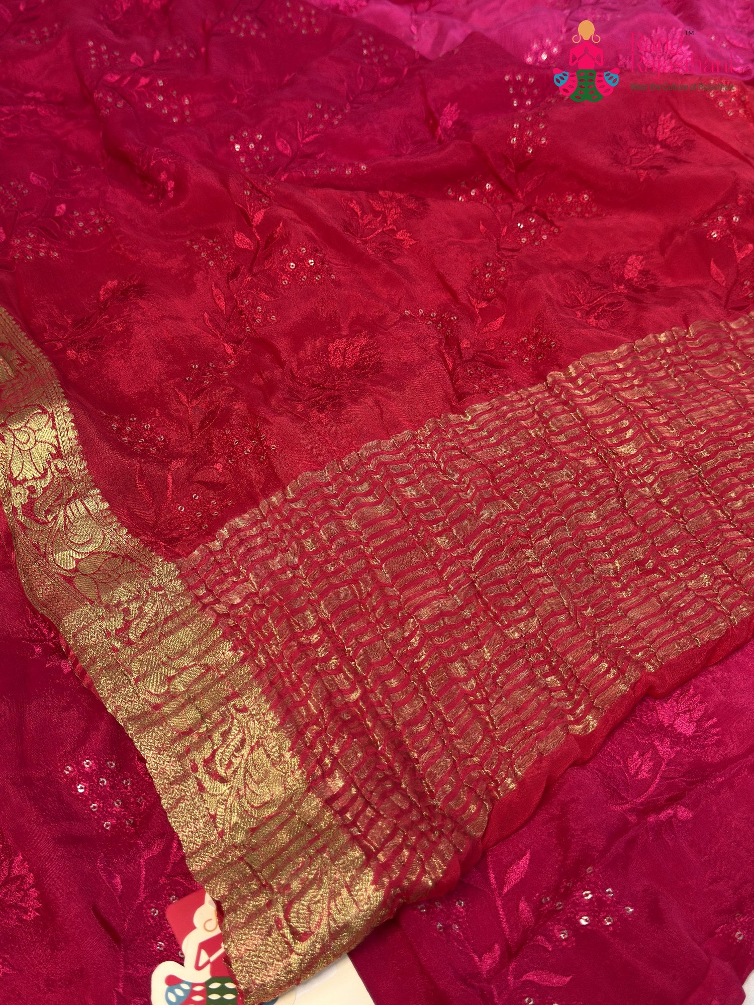 Rani Chinnon Resham Embroidery Saree for Bridal | Buy Today