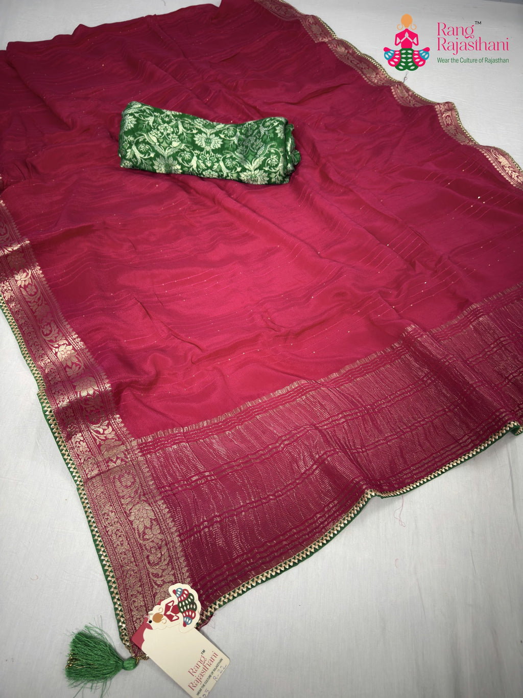 pallu detailing of rani chinnon saree