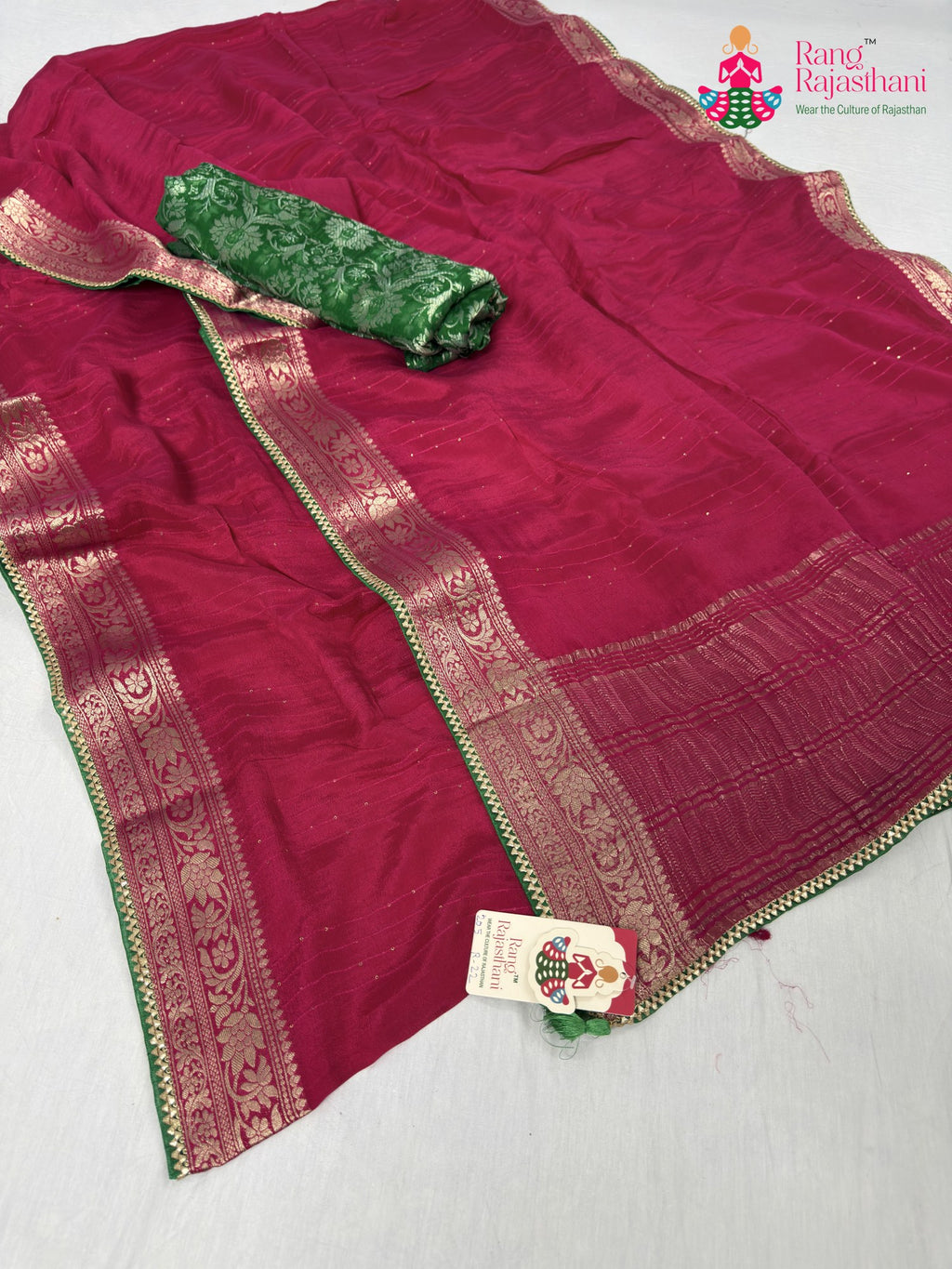 complete look of rani chinnon saree