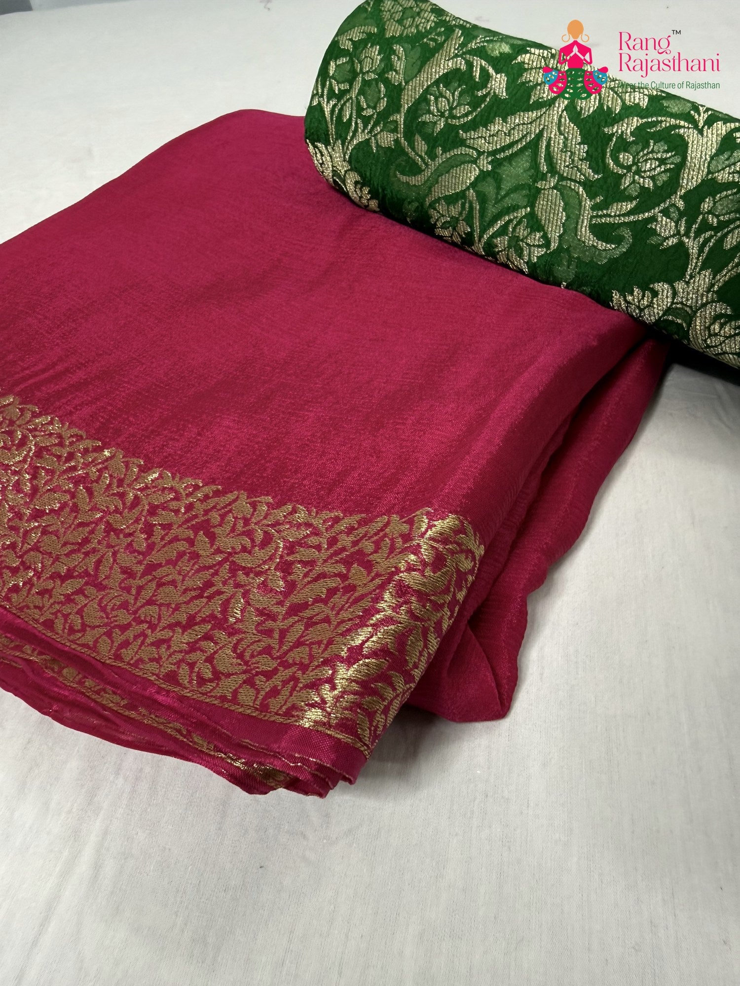 pallu detailing of rani chinnon saree