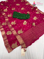 complete look of rani chinnon sequin saree