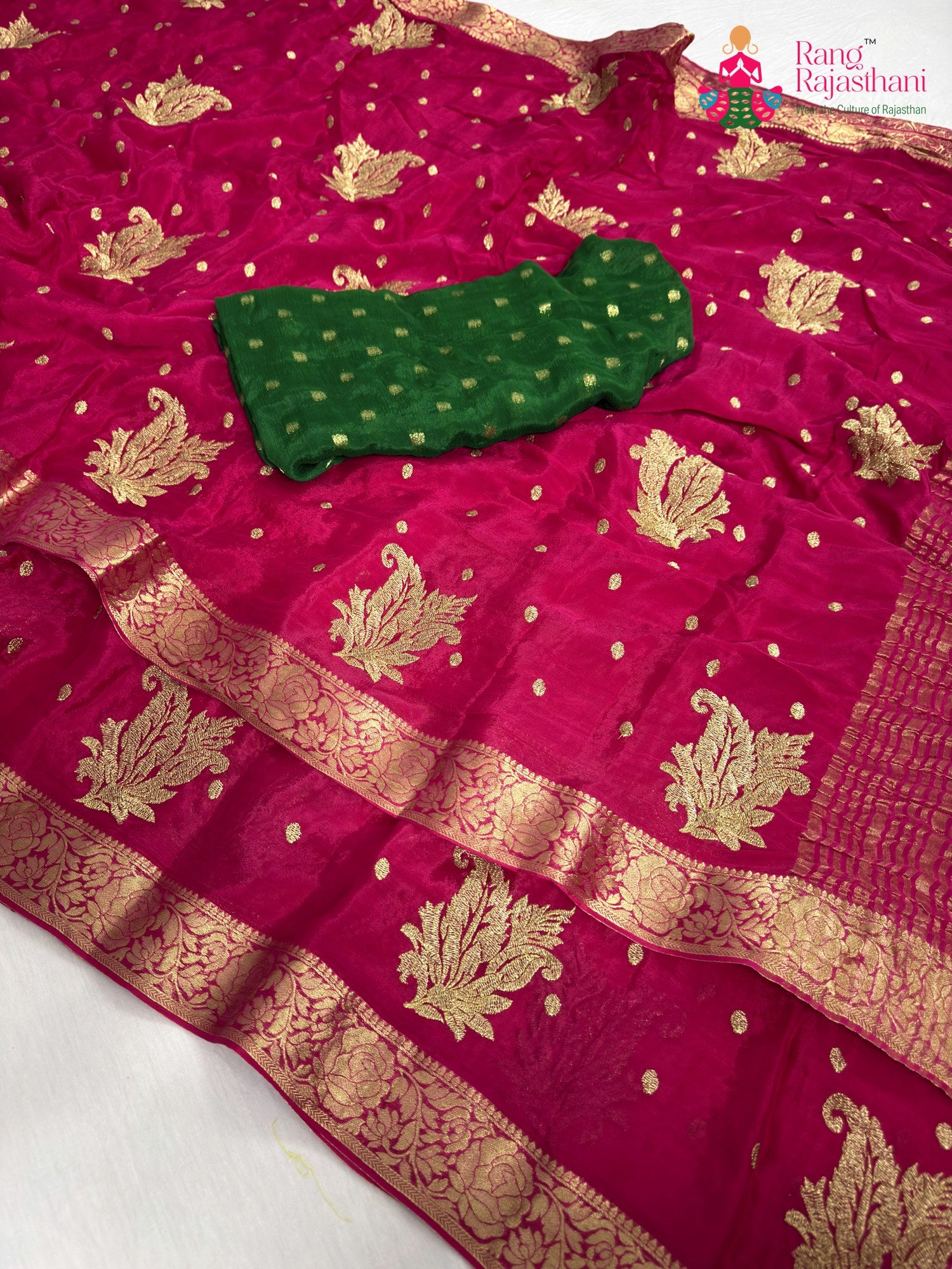 border detailing of rani chinnon sequin saree