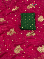 pallu detailing of rani chinnon sequin saree
