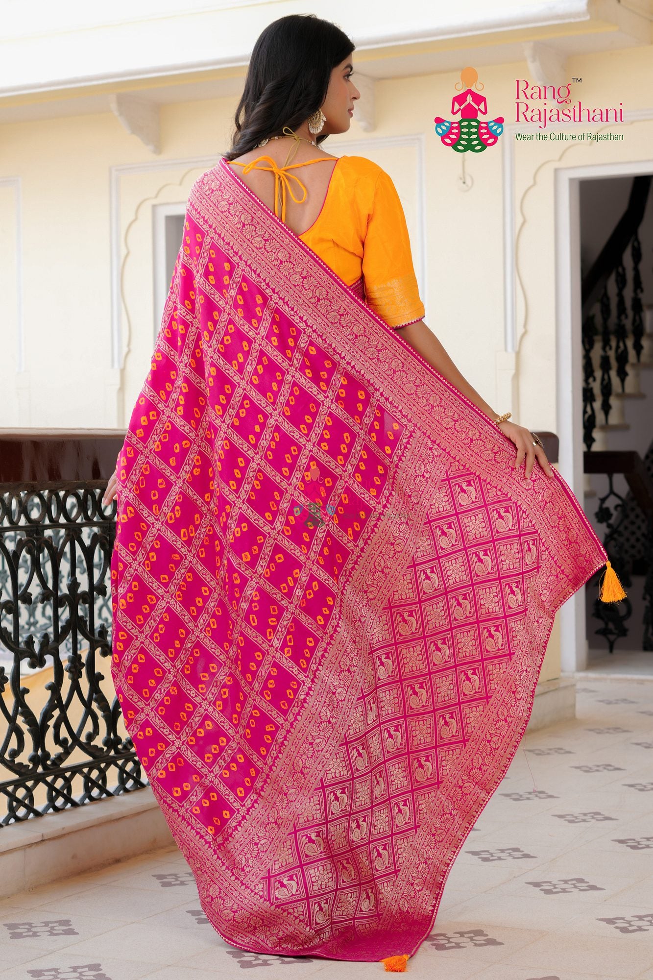 Rani Dola Silk Ghatchola bandhani saree | Rang Rajasthani