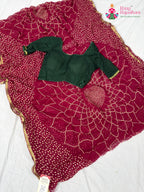 border detailing of rani fabric saree