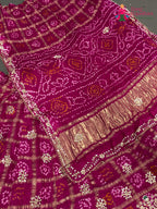 lehenga flare detailing of rani gajji silk bandhani lehenga chunni