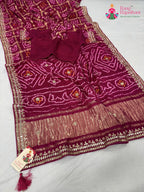 pallu detailing of rani gajji silk gota patti saree