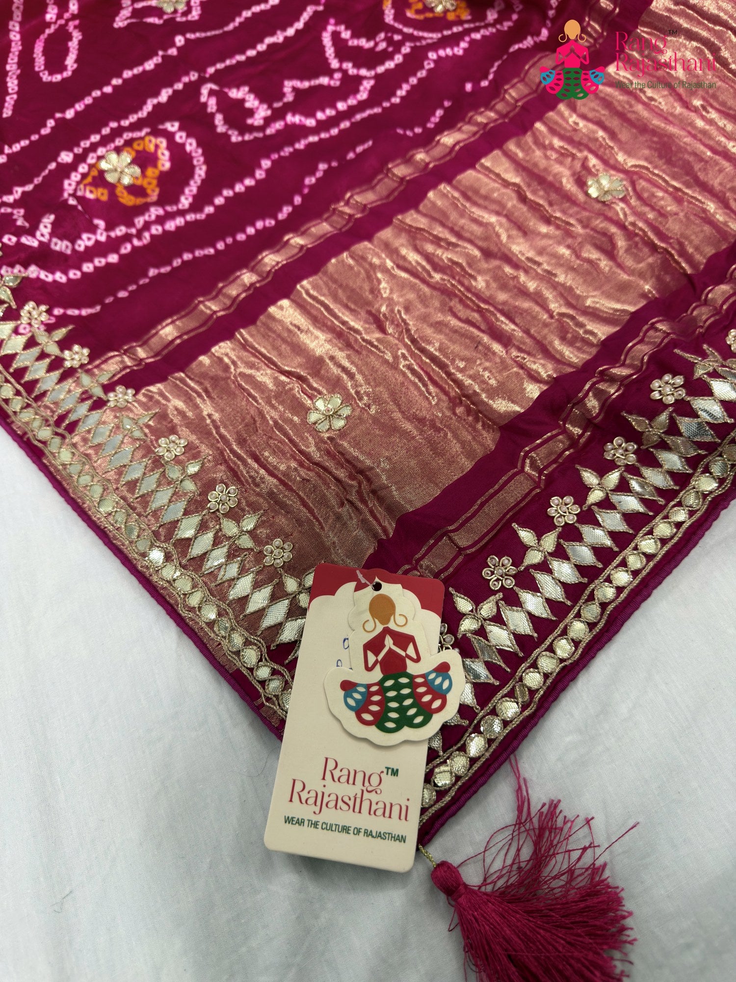 border detailing of rani gajji silk gota patti saree