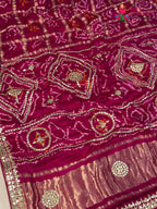 Rani Gajji Silk Gota Patti Gharchola Saree for Bridal | Classic Edit