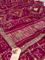 Rani Gajji Silk Gota Patti Gharchola Saree for Bridal | Classic Edit