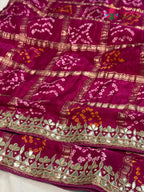 Rani Gajji Silk Gota Patti Gharchola Saree for Bridal | Classic Edit
