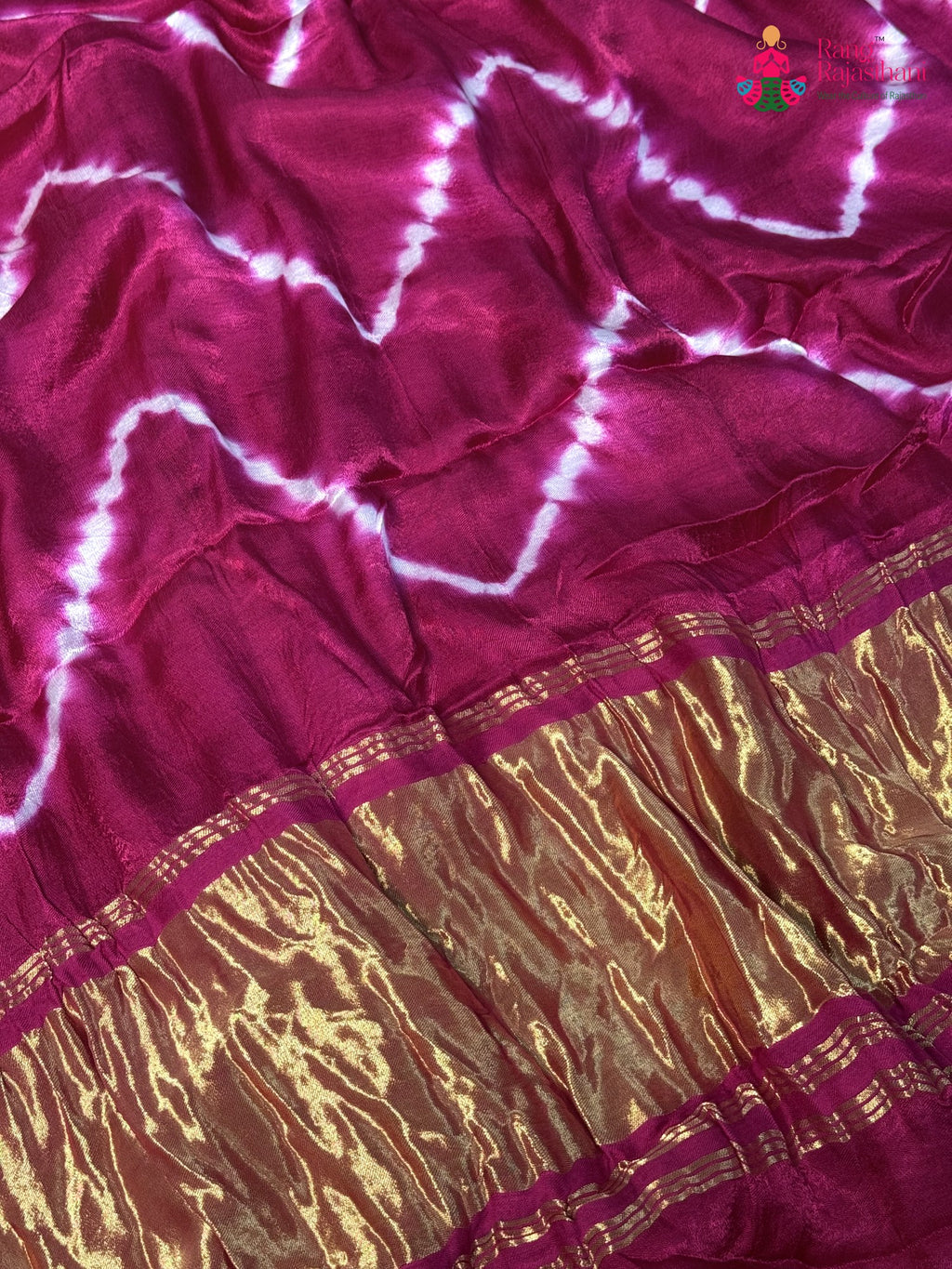 pallu detailing of rani modal ajrakh print saree
