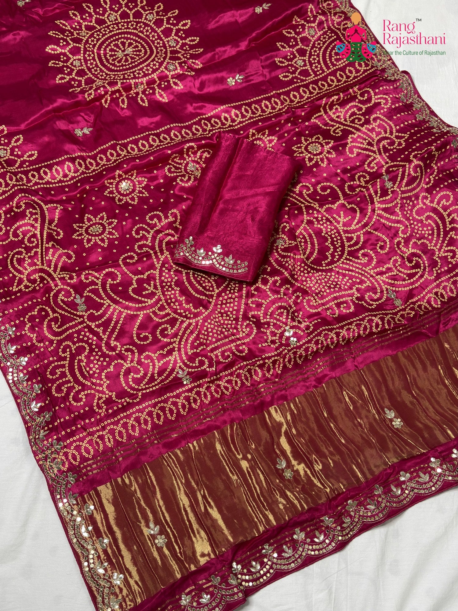 Rani Modal Bandhani Chunri Saree for Festive Wear | Easy Drape