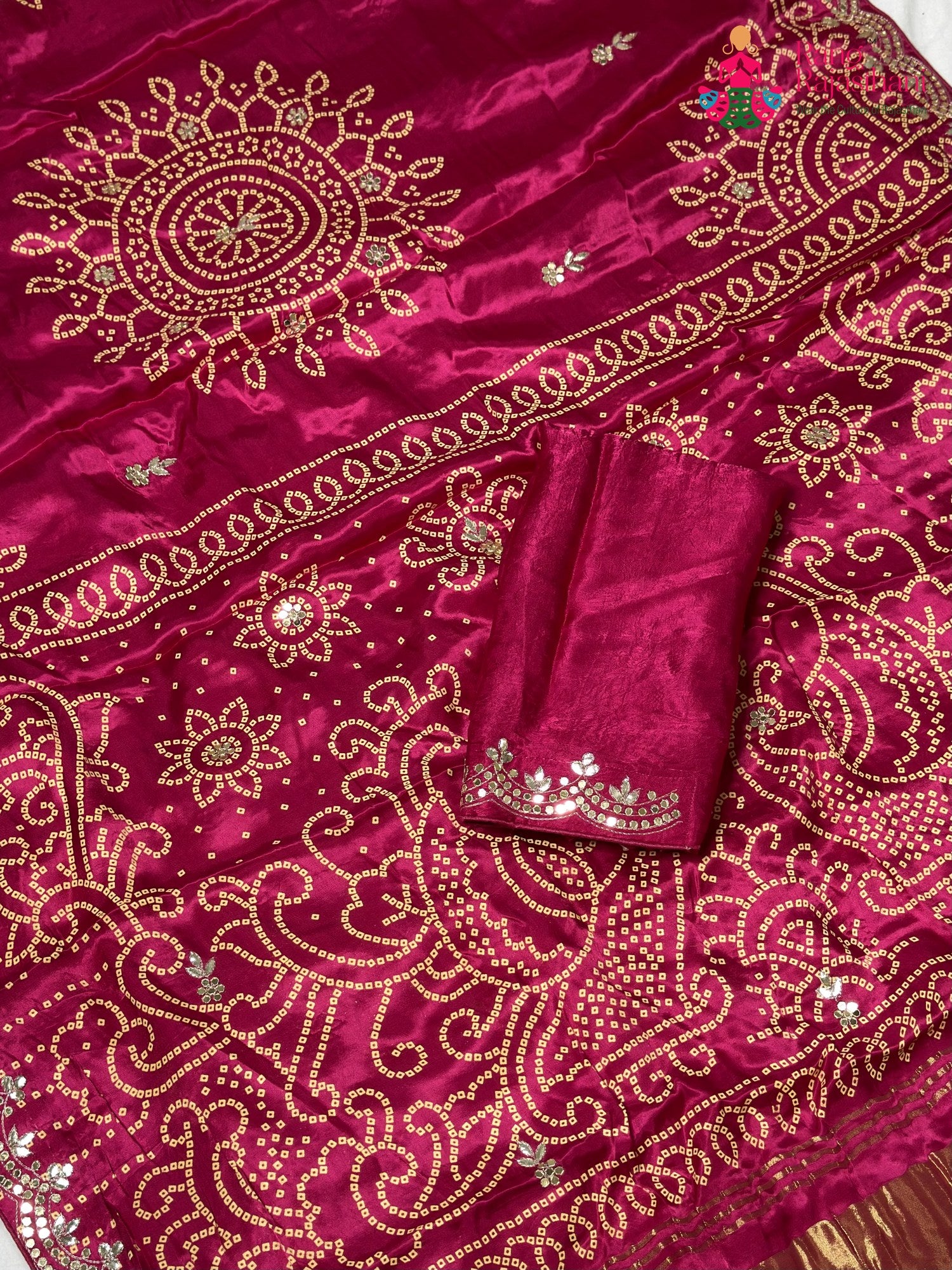 Rani Modal Bandhani Chunri Saree for Festive Wear | Easy Drape