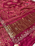 Rani Modal Bandhani Chunri Saree for Festive Wear | Easy Drape