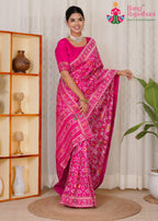 Rani Dola Silk saree with Banarasi Weaving side drape view