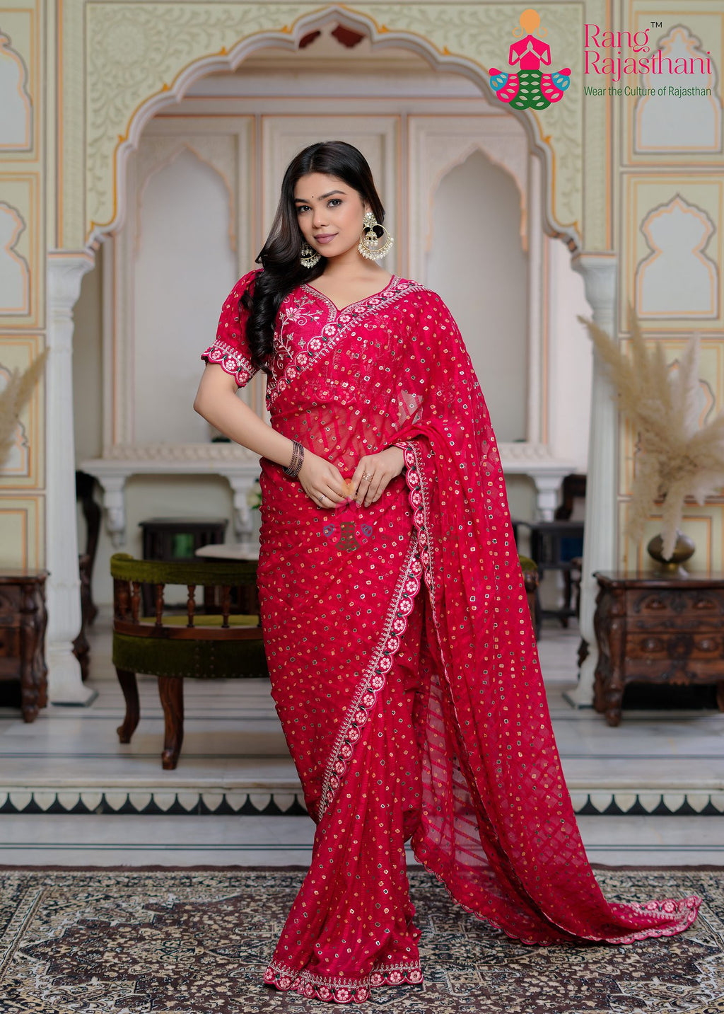Rani Party Wear Saree— Wedding saree | Rang Rajasthani saree
