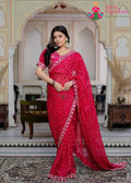 Rani Soft Synthetic Chiffon Engagement Party saree with Foil from Rang Rajasthani