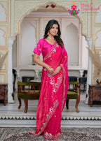 Rani Fandy saree with Pita and Figure Work side drape view