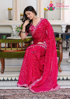 Rani Soft Synthetic Chiffon saree with Foil back view